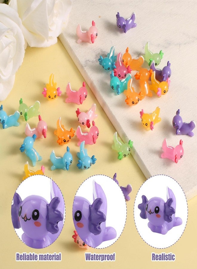 XIHIRCD 24pcs Mini Axolotl Figures, Little Resin Axolotl Miniature Axolotl Charms Tiny Small Animal Figurines Ornament Toy for DIY Craft Garden Landscape Dollhouse Potted Plants Decorations (8 Colors) - Image 4